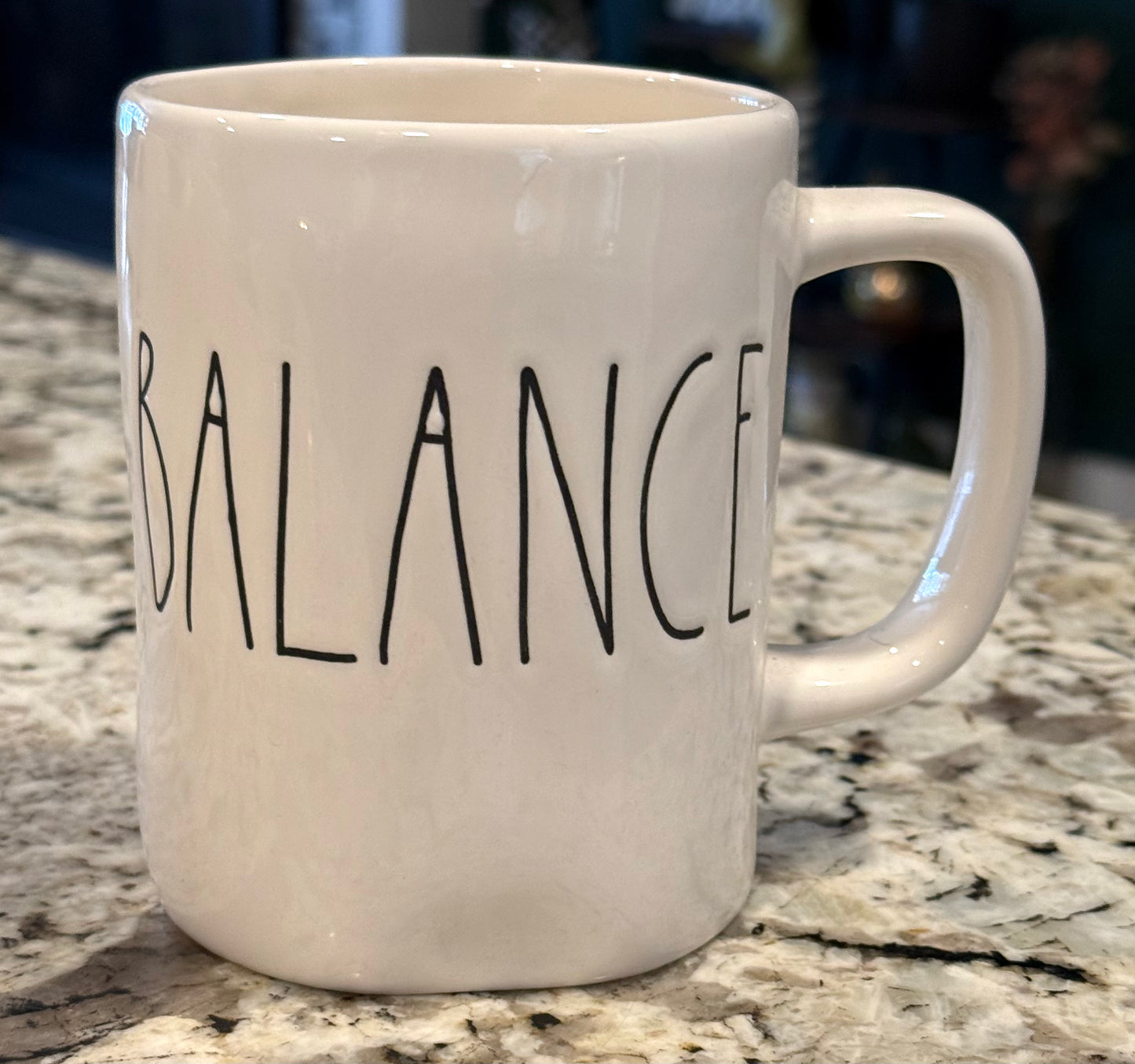 New Rae Dunn white ceramic coffee mug BALANCE