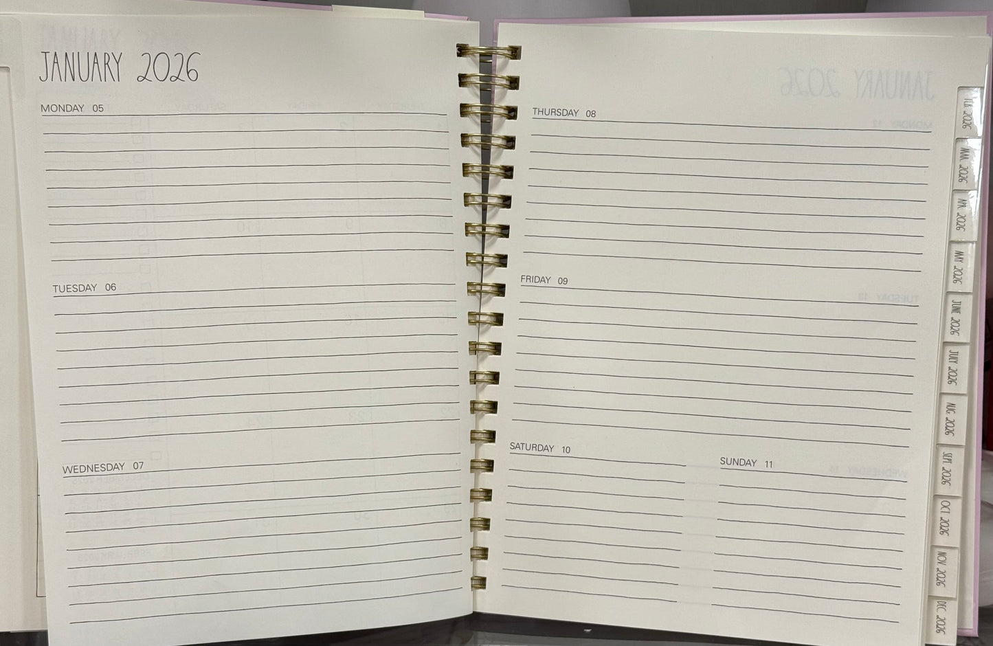 New Rae Dunn 2025/2026 Planner white/black Lily. Spiral bound, hardback
