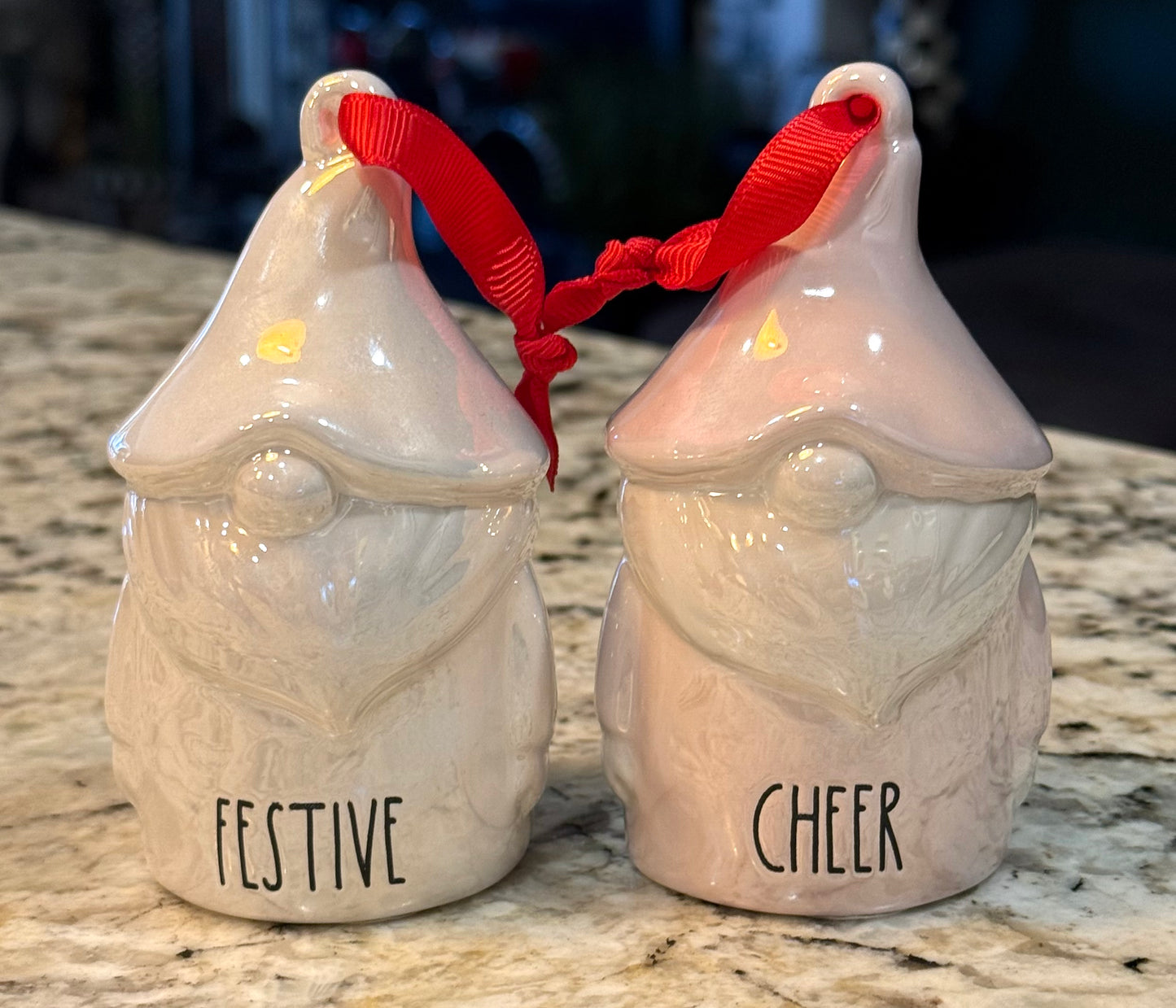 New Rae Dunn 2-piece Christmas ornament set FESTIVE & CHEER