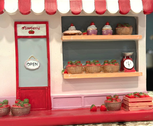 New resin block Strawberry 🍓 Stand striped awning showcased decor piece 8.5x5.5