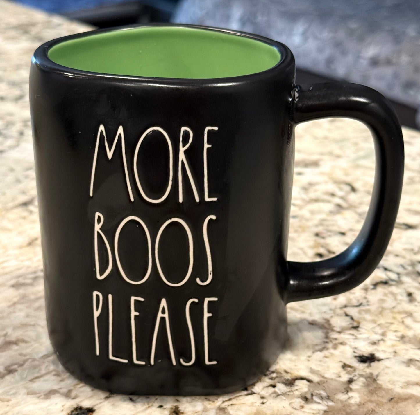 New Rae Dunn black ceramic Halloween coffee mug MORE BOOS PLEASE