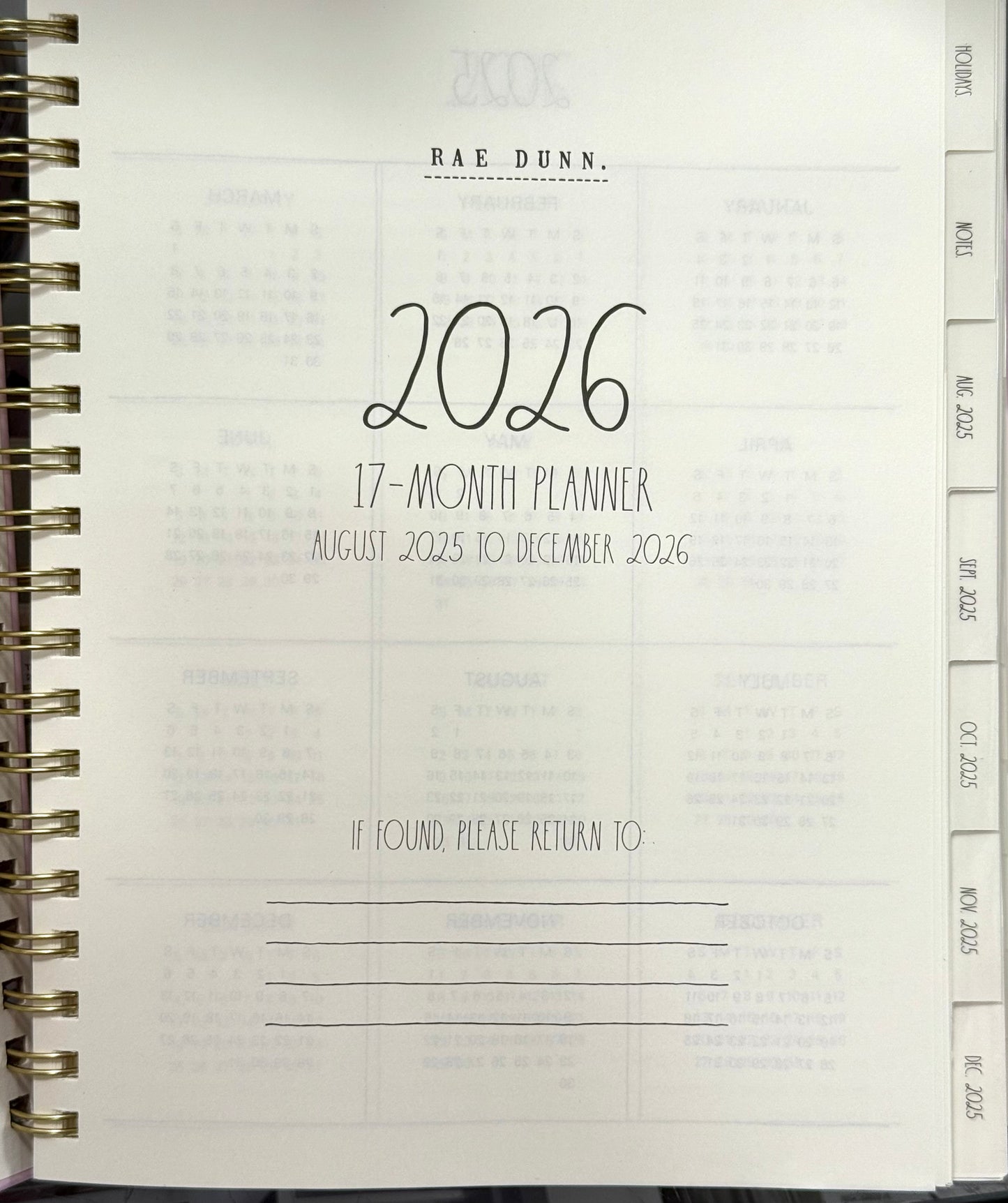 New Rae Dunn 2025/2026 Planner white/black Lily. Spiral bound, hardback