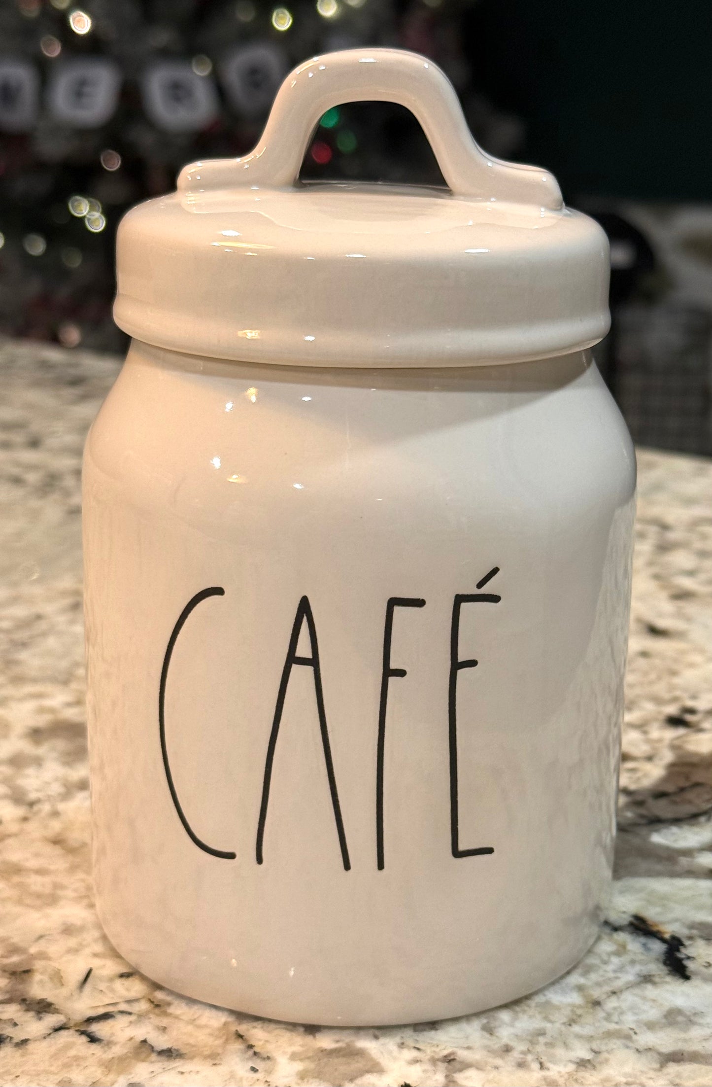 New Rae Dunn white ceramic canister 6” CAFE’