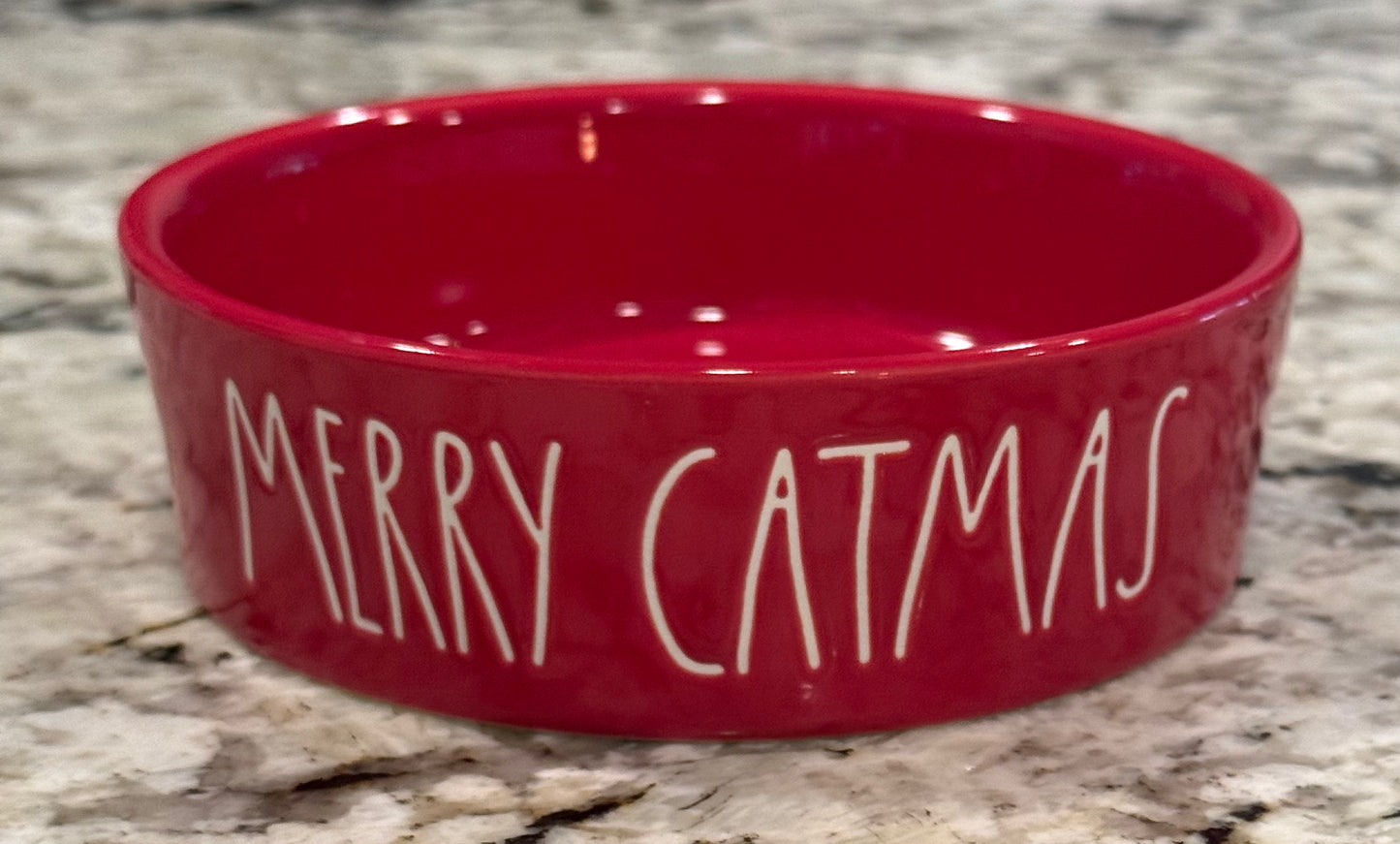 New Rae Dunn Christmas red ceramic MERRY CATNESS 4” bowl