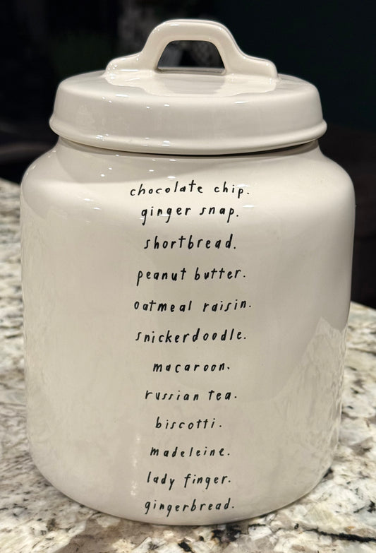 Rae Dunn vintage ceramic HTF COOKIES 🍪 canister decor-cookie names on back