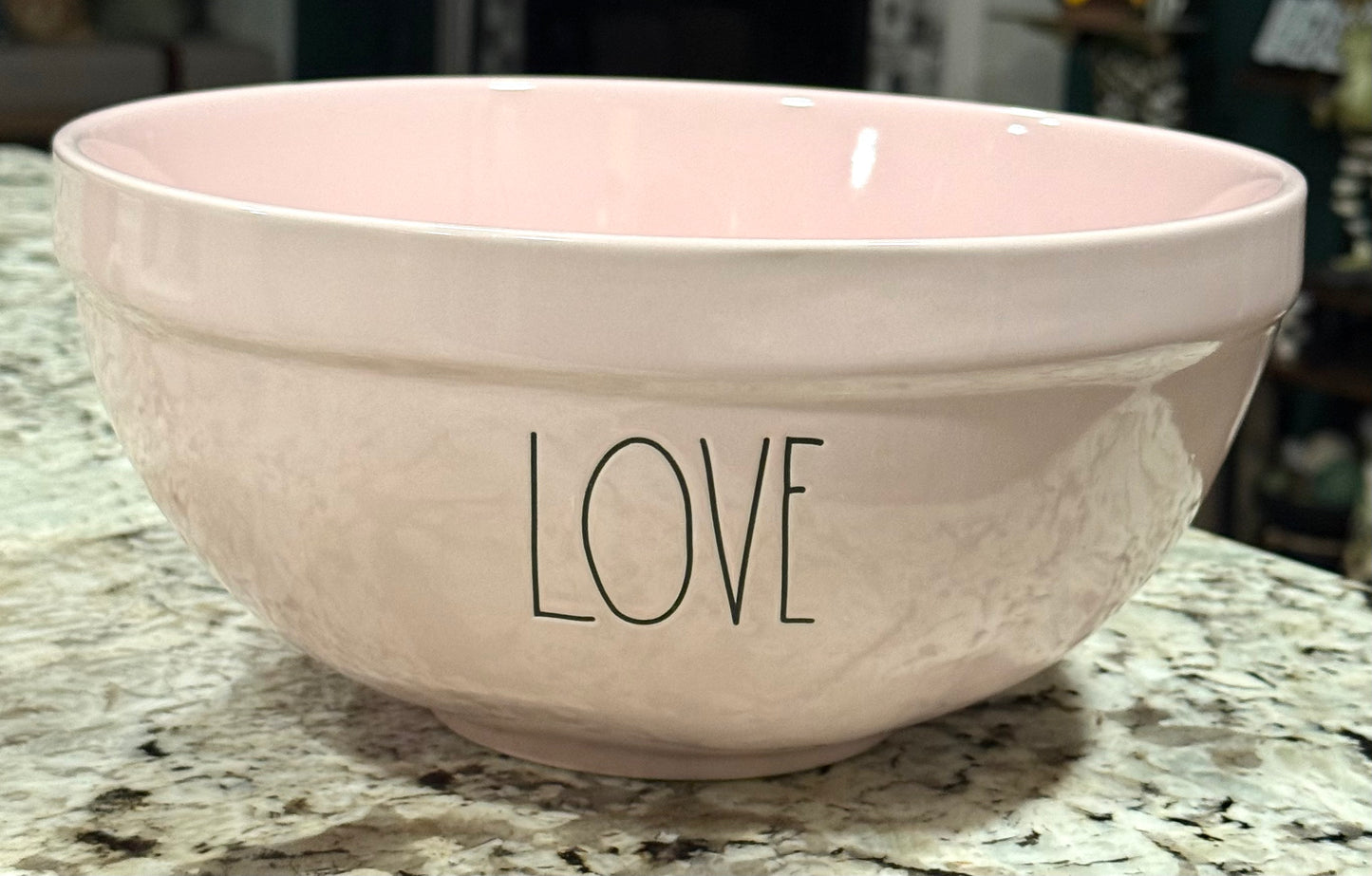 New Rae Dunn pink ceramic large mixing bowl LOVE