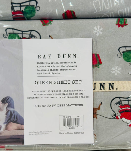 New Rae Dunn Christmas believe sheet set QUEEN