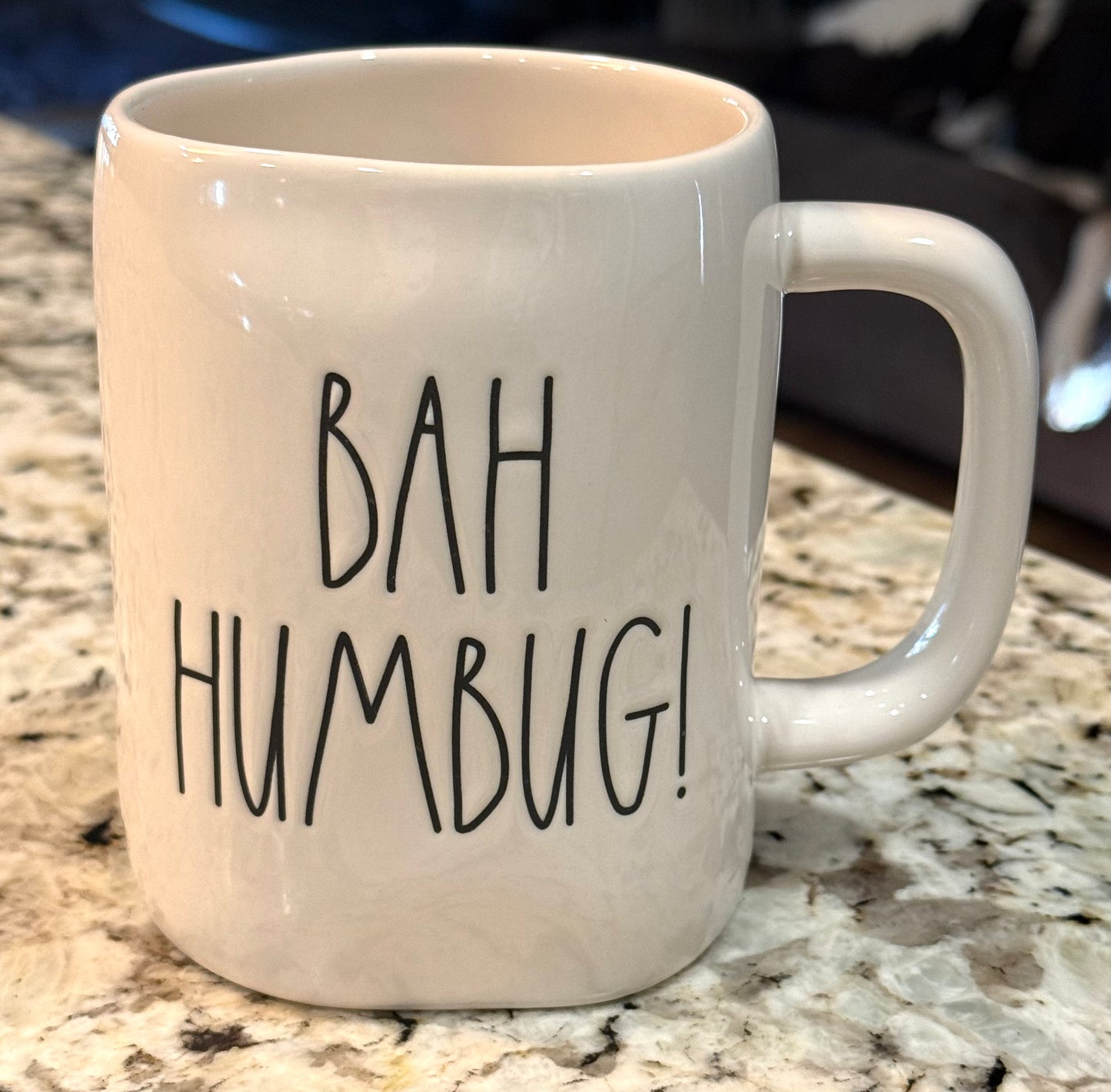 New Rae Dunn white ceramic coffee mug BAH HUMBUG!