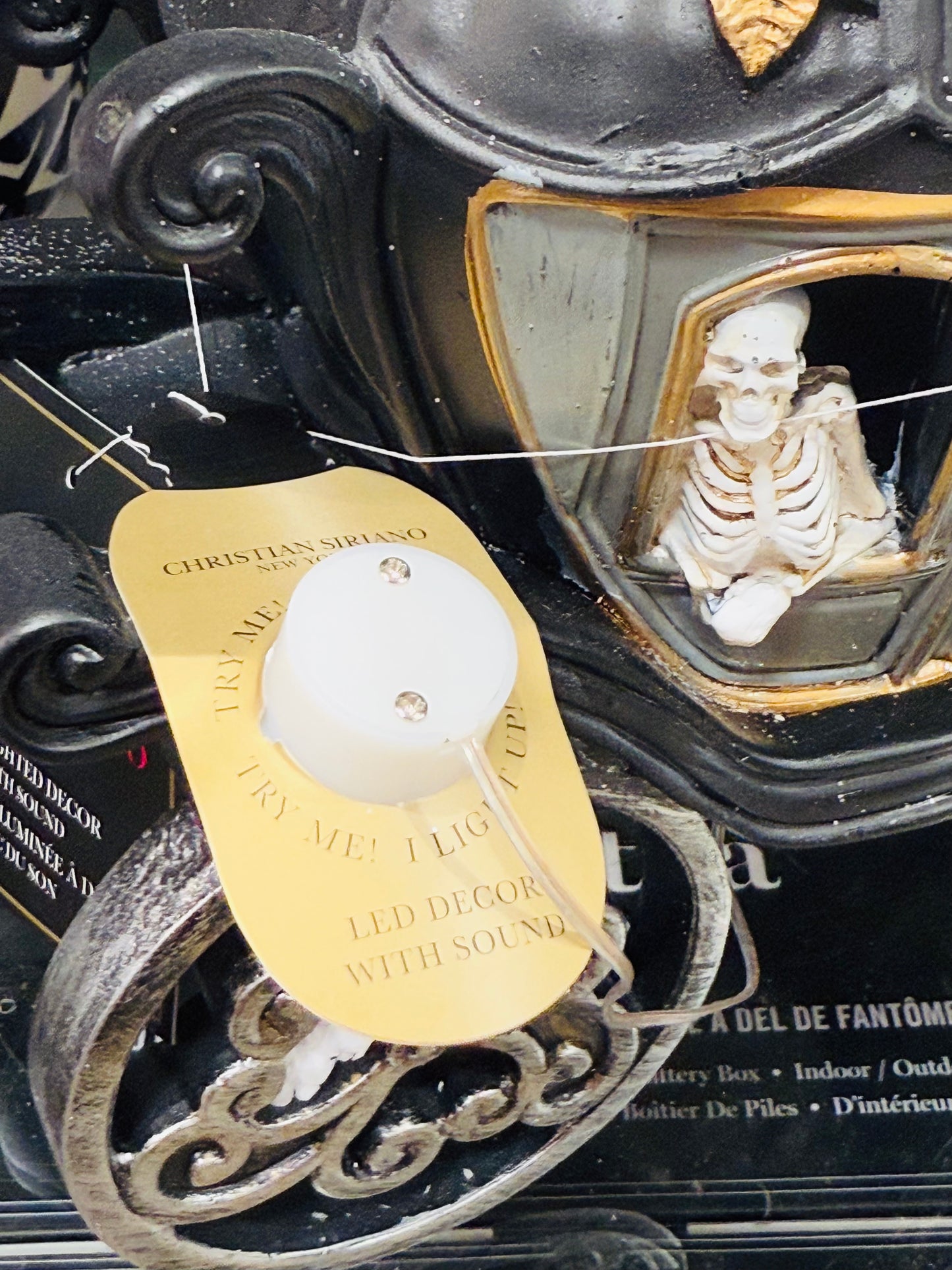 New LED light up ceramic Halloween skeleton carriage decor