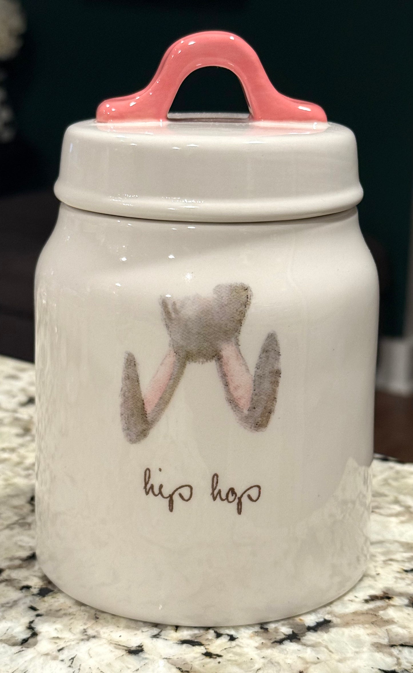 New Rae Dunn ceramic Easter Bunny small canister 6” HIP HOP