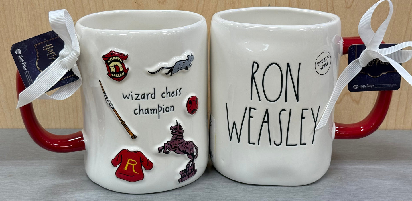 New Rae Dunn x Harry Potter ceramic coffee mug RON WEASLEY /WIZARD CHESS CHAMPION