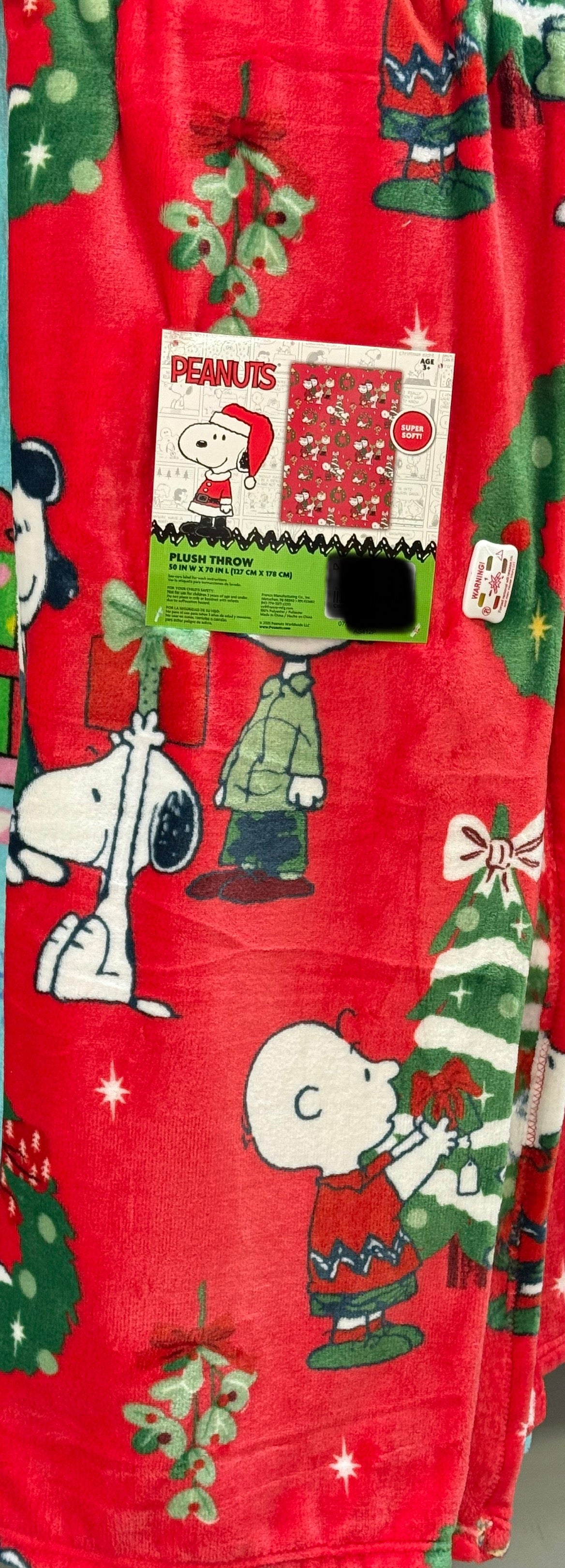 New red Peanuts Snoopy Christmas throw blanket bedding 50x70