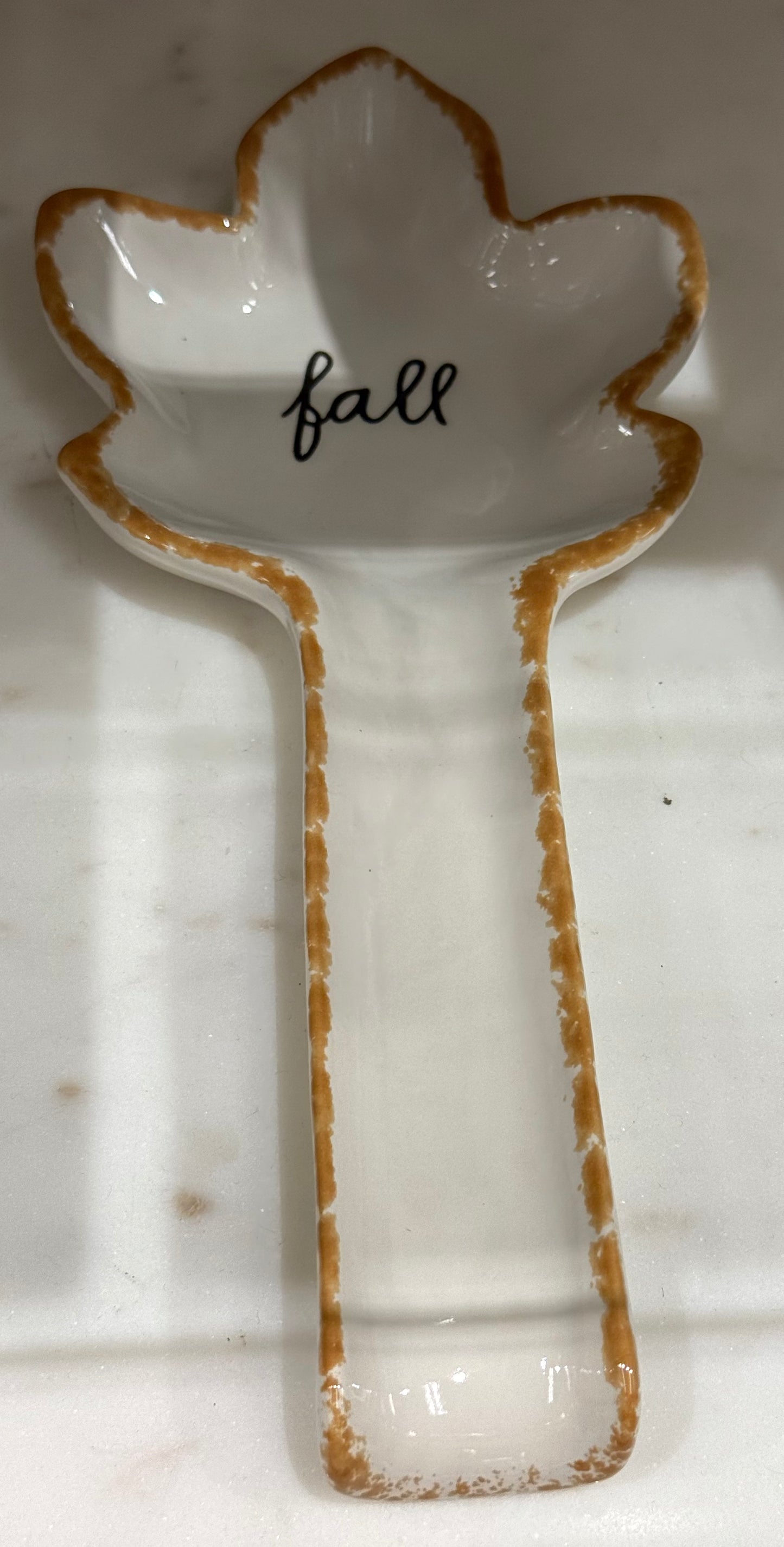 New Rae Dunn ceramic leaf spoon rest FALL