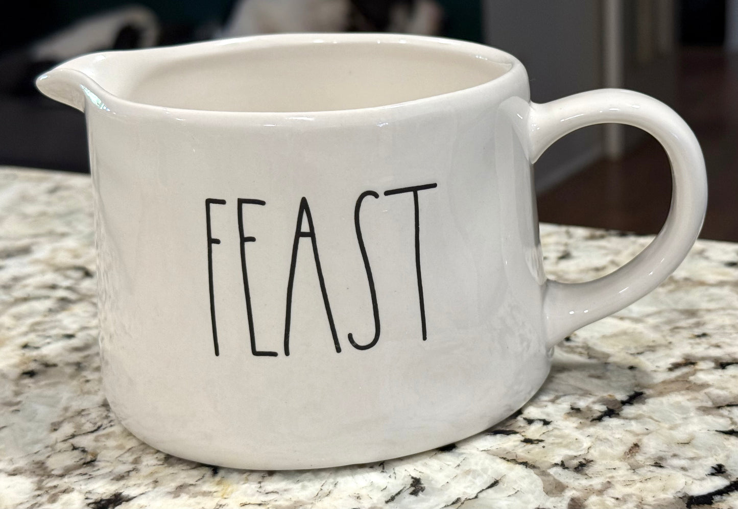 New Rae Dunn white ceramic FEAST gravy boat