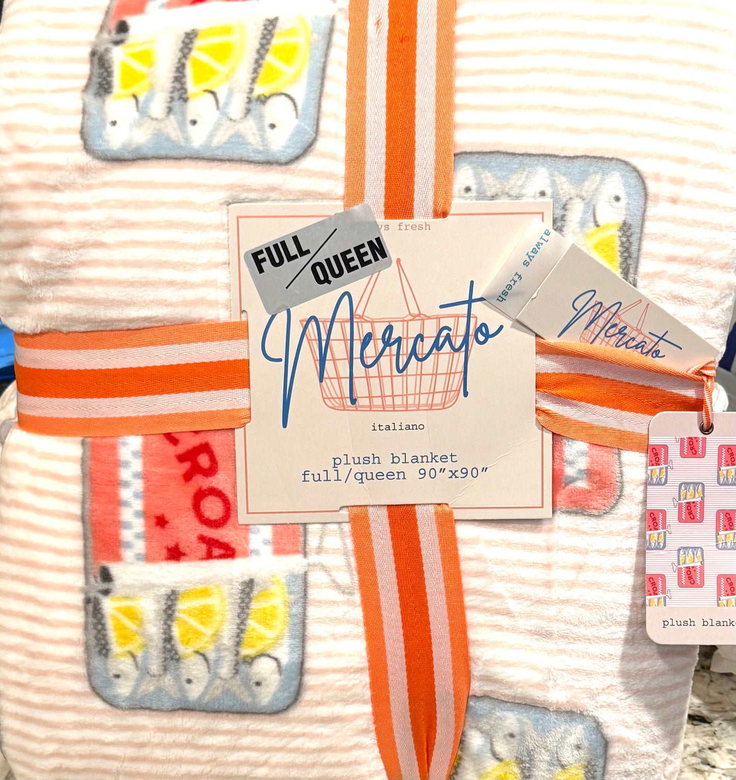 New pink 90x90 Size Sardine print bedding blanket FULL/QUEEN