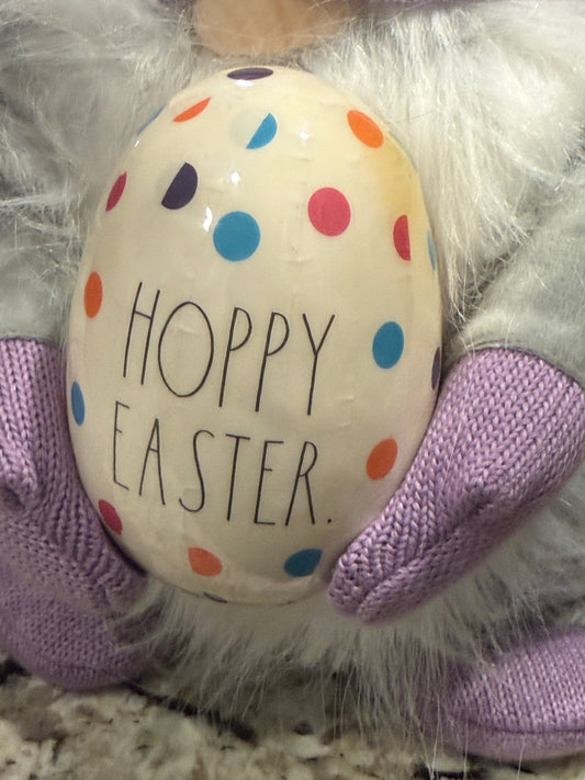 Rae Dunn plush Easter gnome with polka dot egg