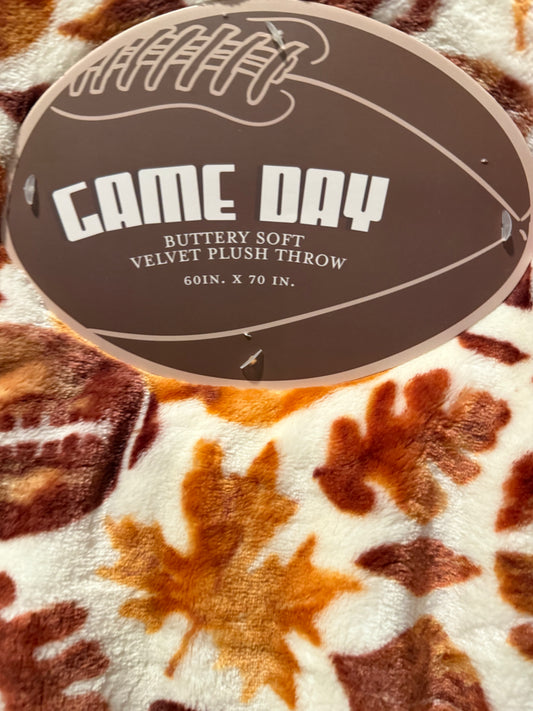 New fall football and leaf print super soft throw blanket bedding 60x70