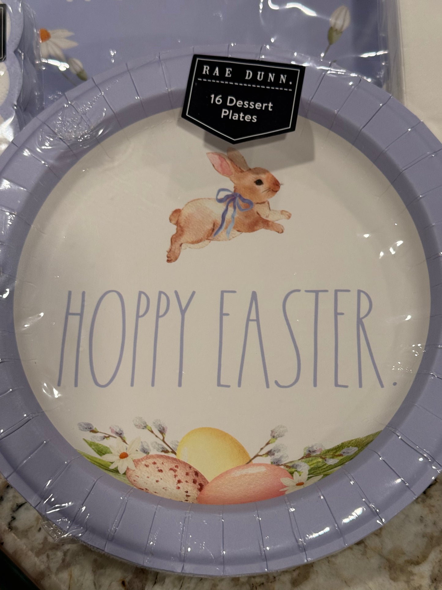 New Rae Dunn 4-piece Easter dinner decor paper packed set plates/napkins WELCOME/HOPPY EASTER