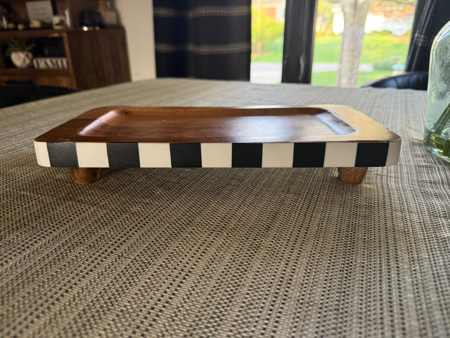 New Made in India wood courtly check serving tray 12.25x6.25”