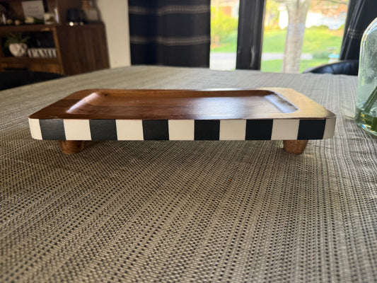 New Made in India wood courtly check serving tray 12.25x6.25”
