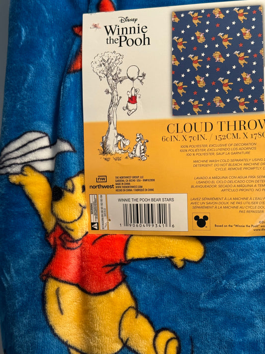 New blue Americana Winnie the Pooh throw blanket 50x70