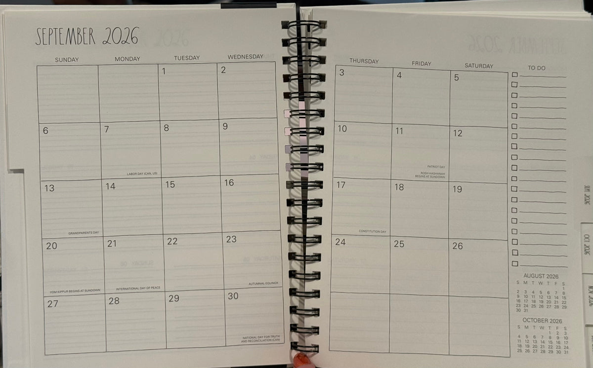 New Rae Dunn 8x10 spiral hardback 2026-2027 Planner-gold flower