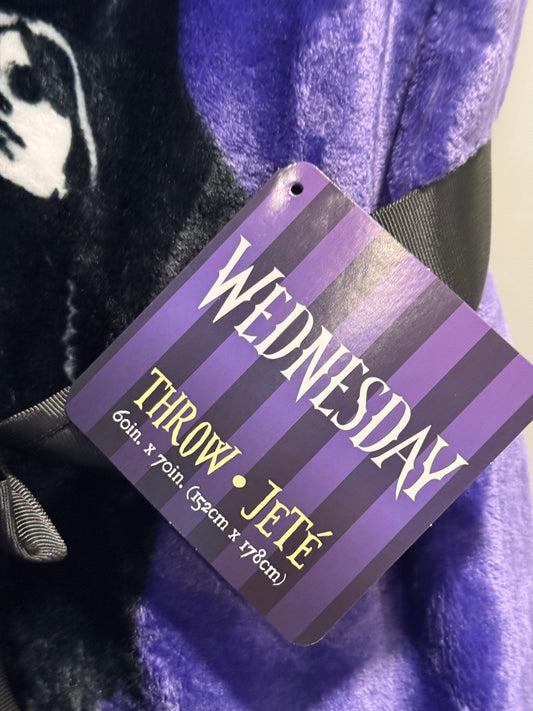 New WEDNESDAY ADAMS purple Halloween throw blanket bedding 60x70