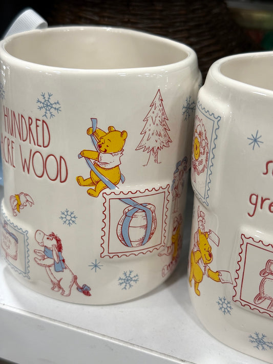 New Rae Dunn x Winnie the Pooh white ceramic coffee mug HUNDRED ACRE WOOD