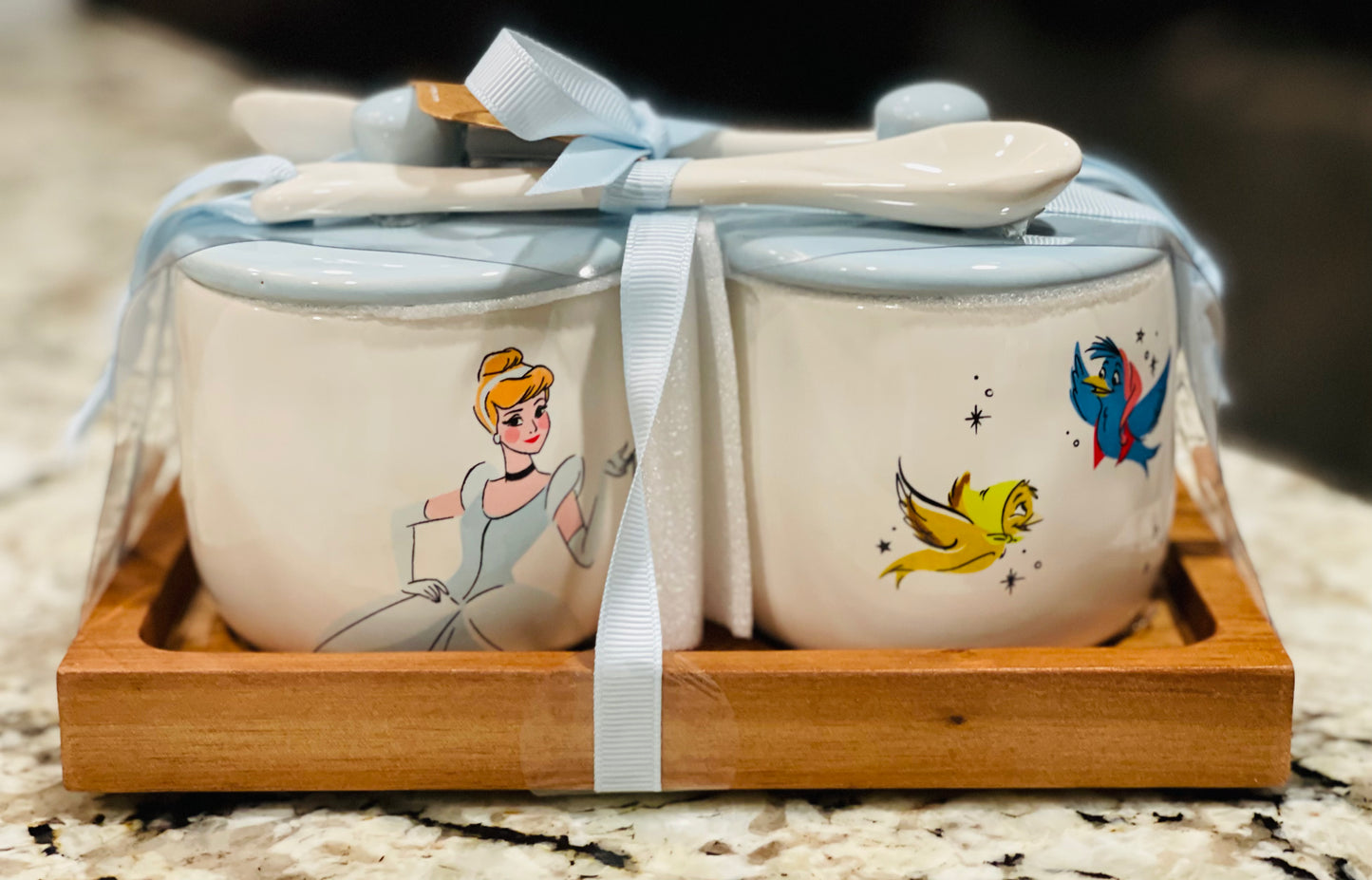 New Rae Dunn Disney Cinderella movie small dish/spoon serving set MAGIC SPARKLES
