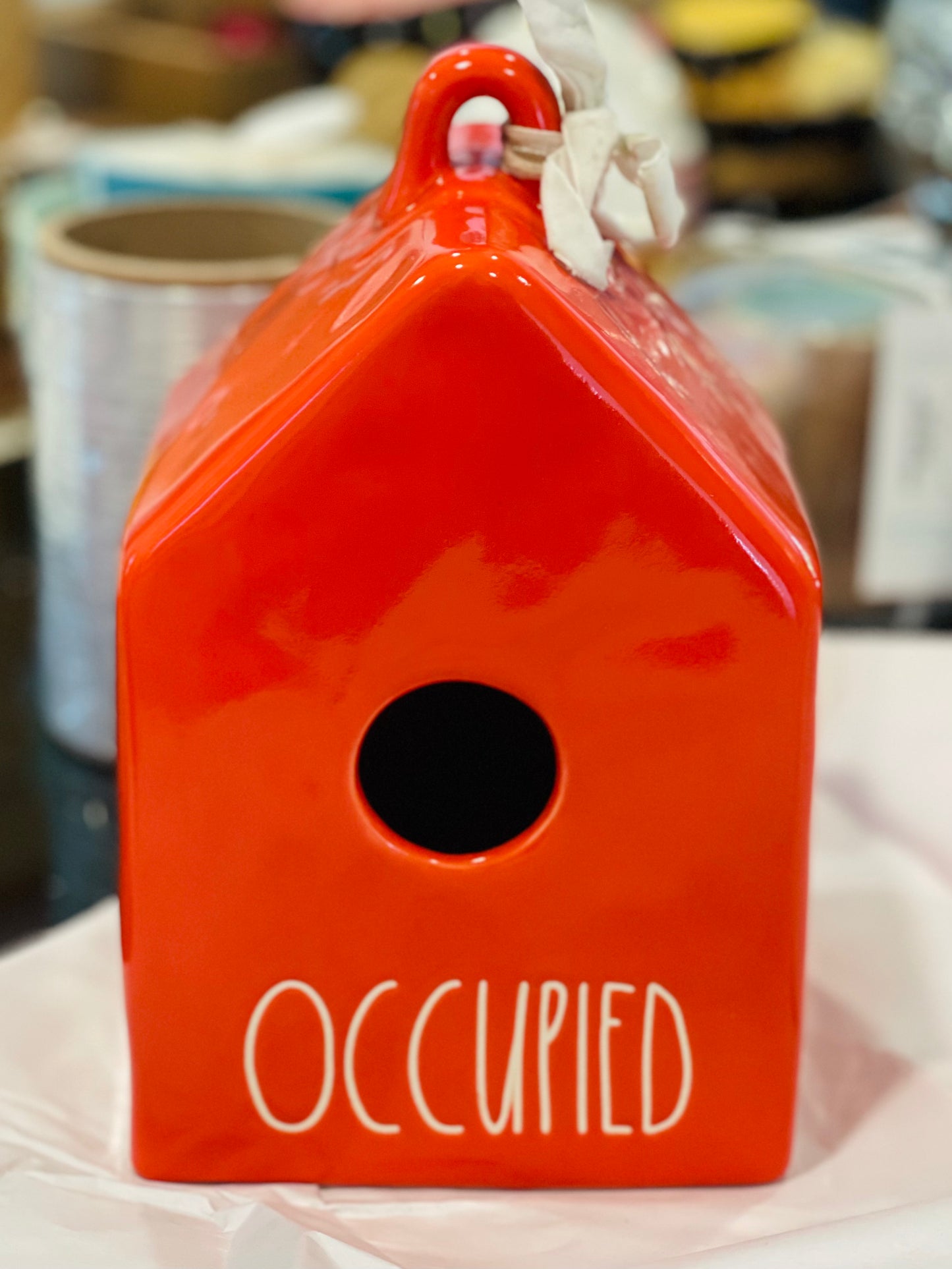 New Rae Dunn ceramic Birdhouse-OCCUPIED