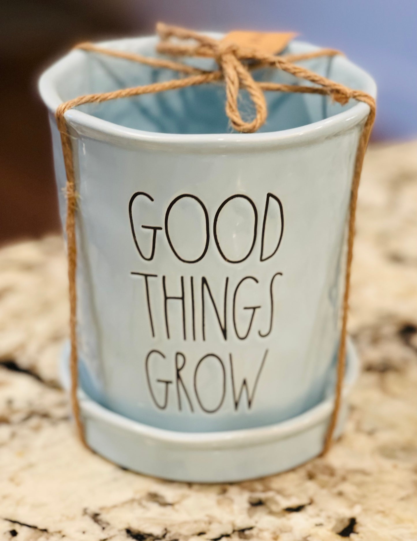 New Rae Dunn ceramic GOOD THINGS GROW 5.5” planter