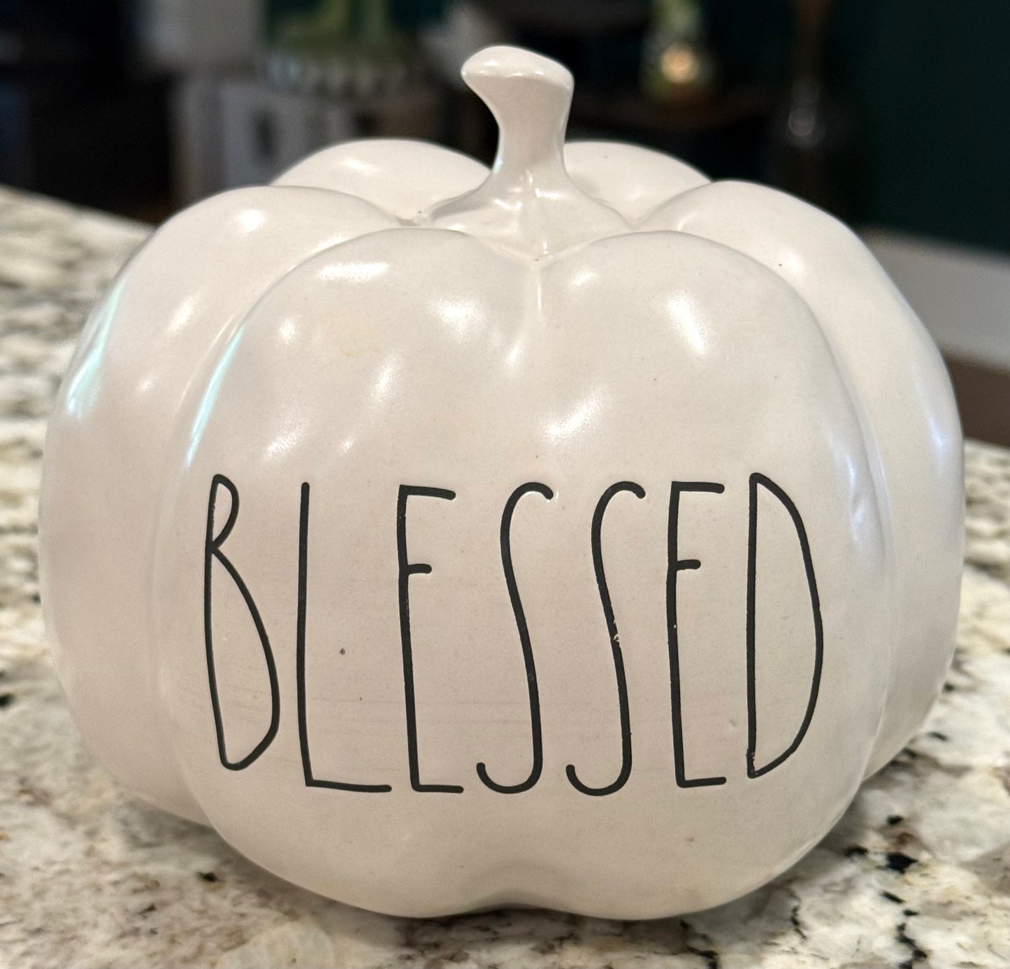 New Rae Dunn white ceramic 10” BLESSED fall pumpkin decor