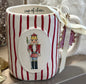 New Rae Dunn Christmas striped ceramic nutcracker mug CUP OF CHEER