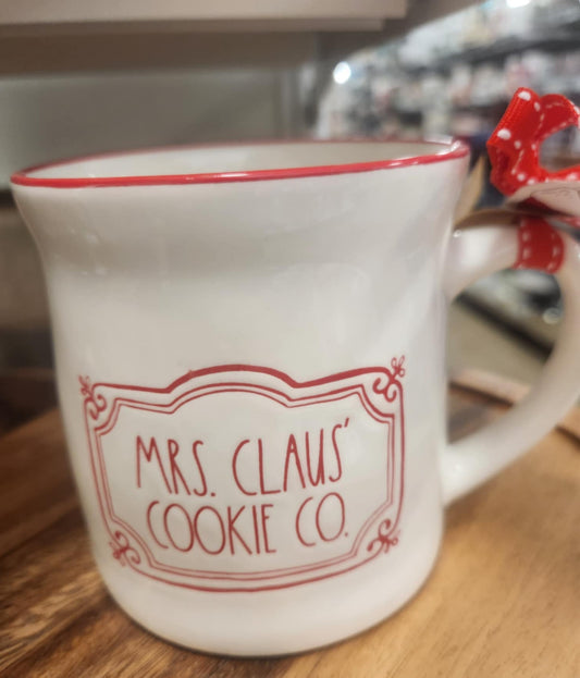 New Rae Dunn white Christmas mug MRS CLAUS’ COOKIE CO.