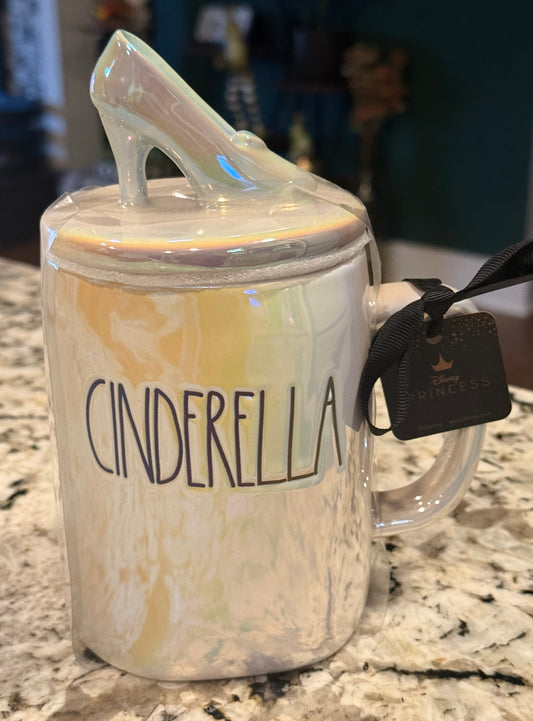 New Rae Dunn x Disney’s CINDERELLA iridescent ceramic slipper topped coffee mug