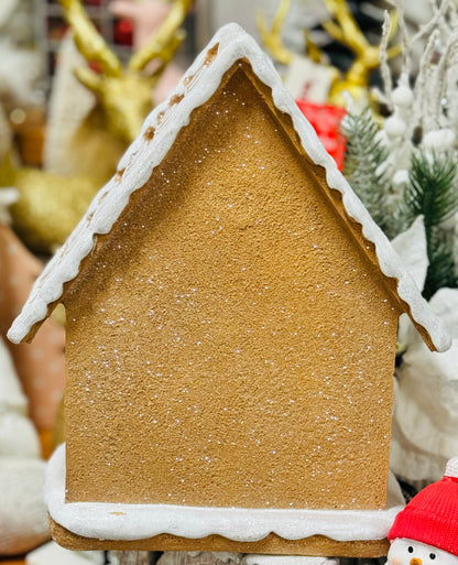 New resin Neutral brown & white Gingerbread house Christmas decor