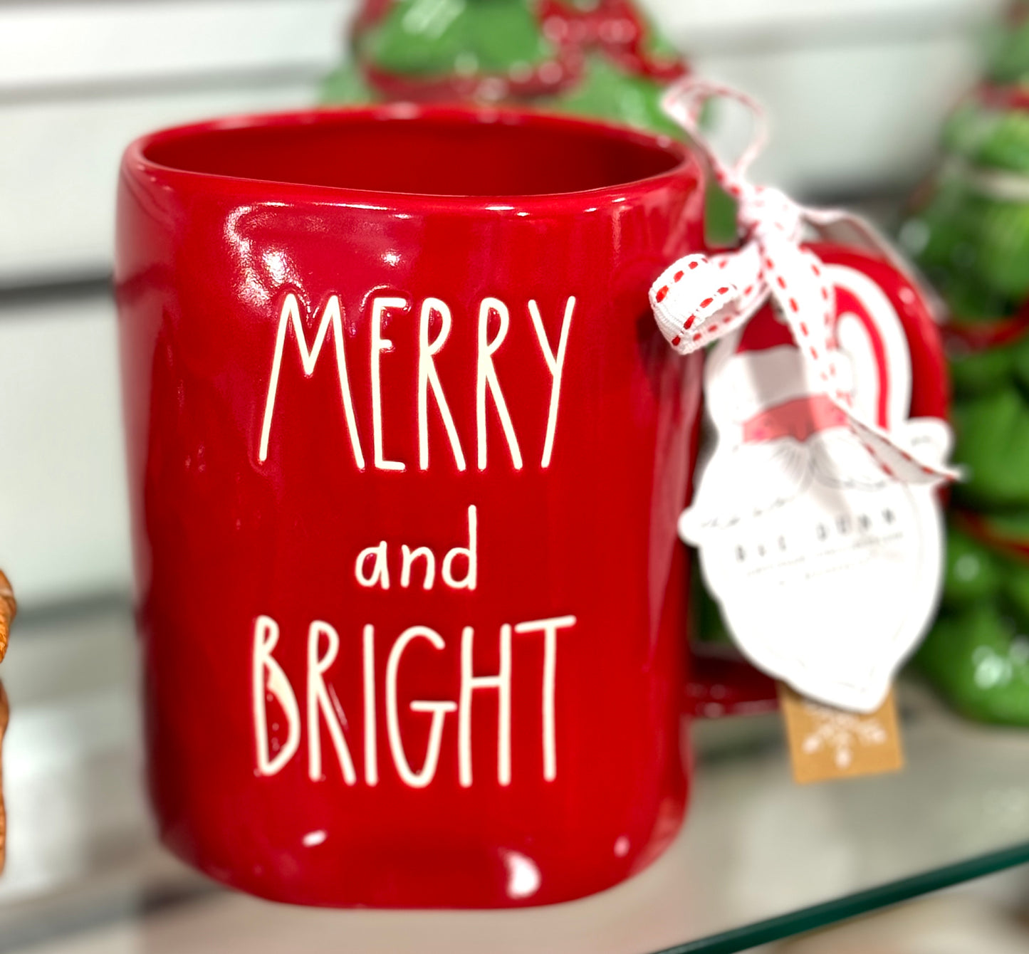 New Rae Dunn red ceramic coffee mug MERRY and BRIGHT