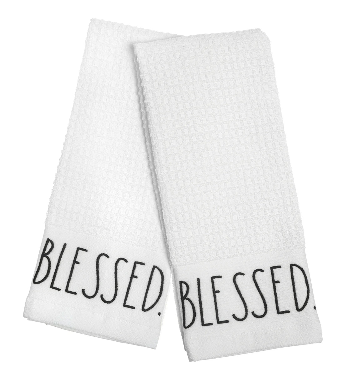 Rae Dunn 2-Pack, 16”x26”, Blessed Kitchen Towel Set, White