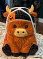 New ceramic 9” highland cow Halloween cookie jar canister decor