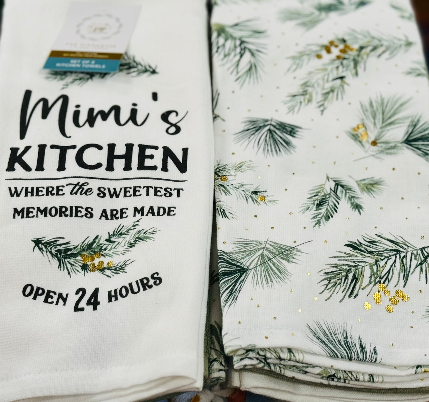 New 3-piece Kitchen dish towel set MIMI’S MITCHEN green floral print