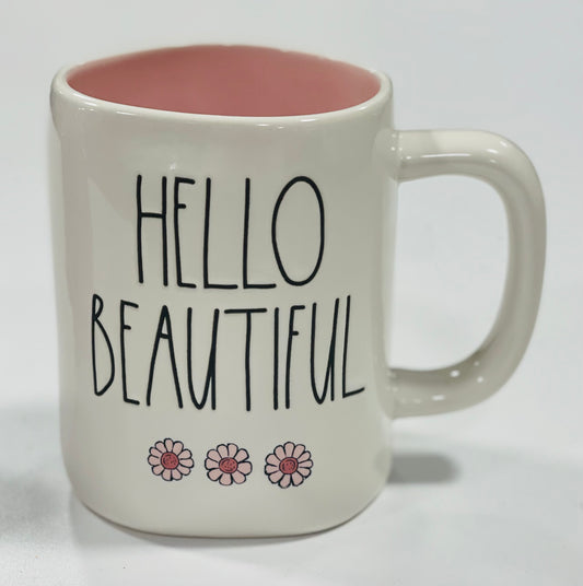 New Rae Dunn white ceramic HELLO BEAUTIFUL coffee mug