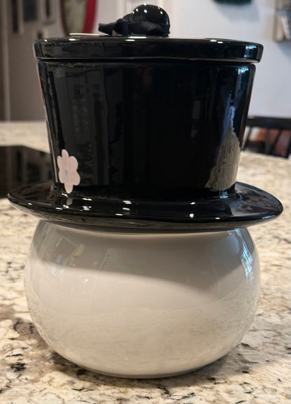 New Rae Dunn ceramic Christmas FROSTY the snowman big head cookie jar