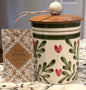 New Made in India green and pink heart ceramic storage canister 4”