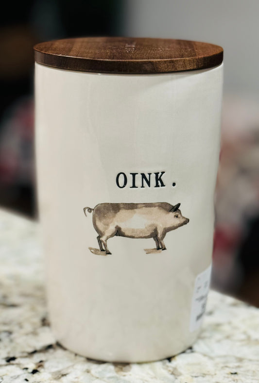 New Rae Dunn white ceramic Farmline OINK pig cellar