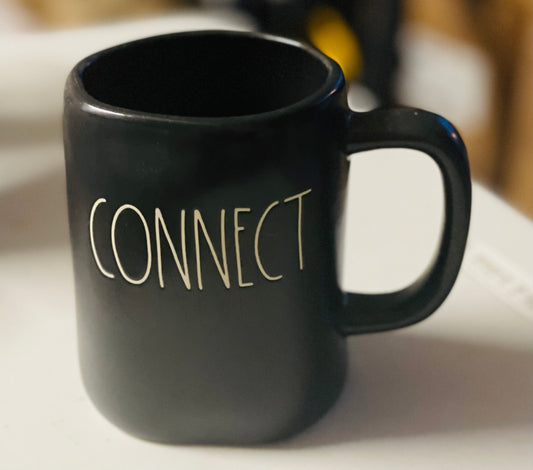 New Rae Dunn black ceramic coffee mug CONNECT