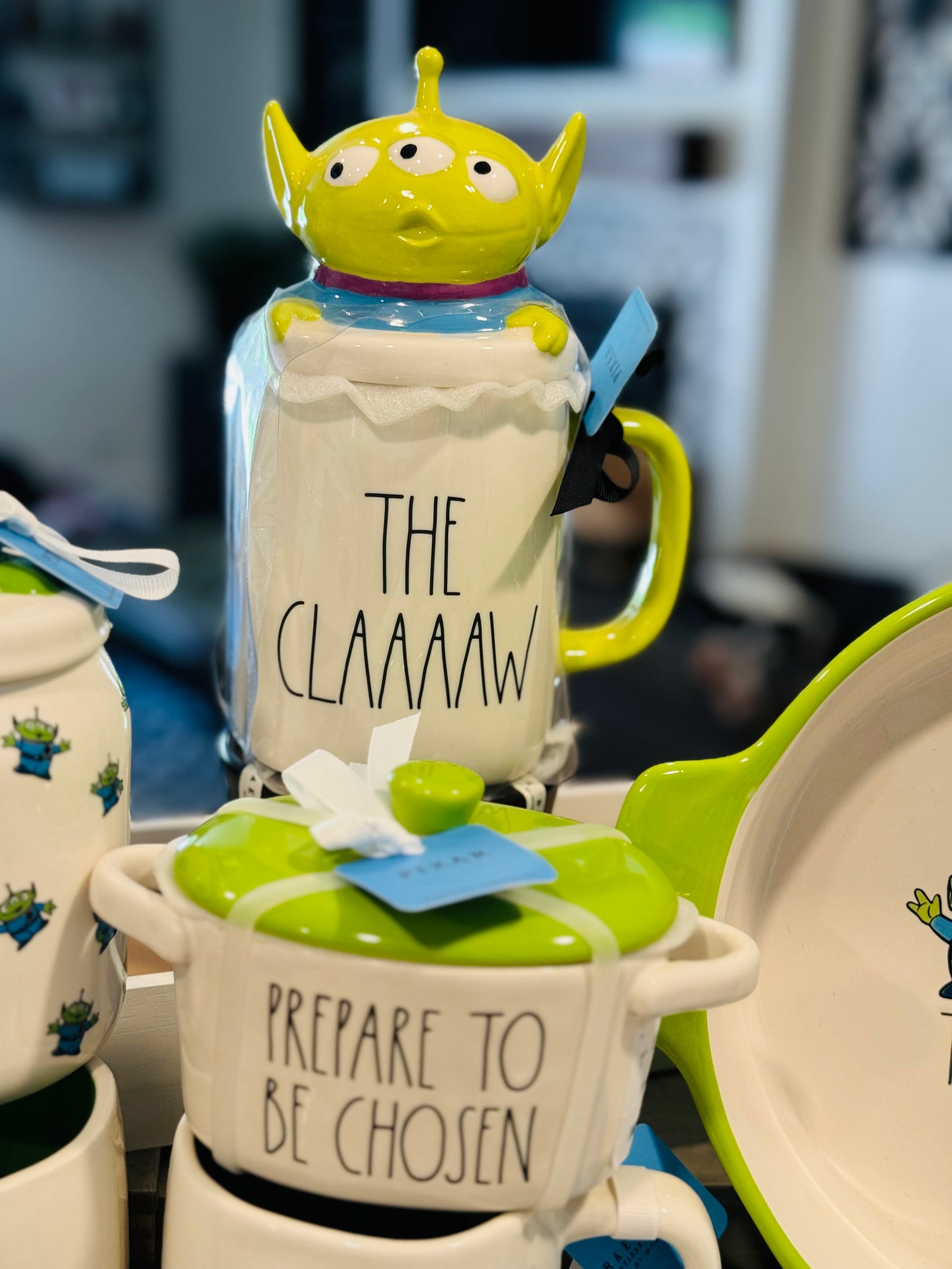 THE CLAAAW 👽 New Rae Dunn 7- piece ceramic display decor lot 3 mugs, ramekin box set, baking dish, mini dish, baby canister PREPARE TO BE CHOSEN