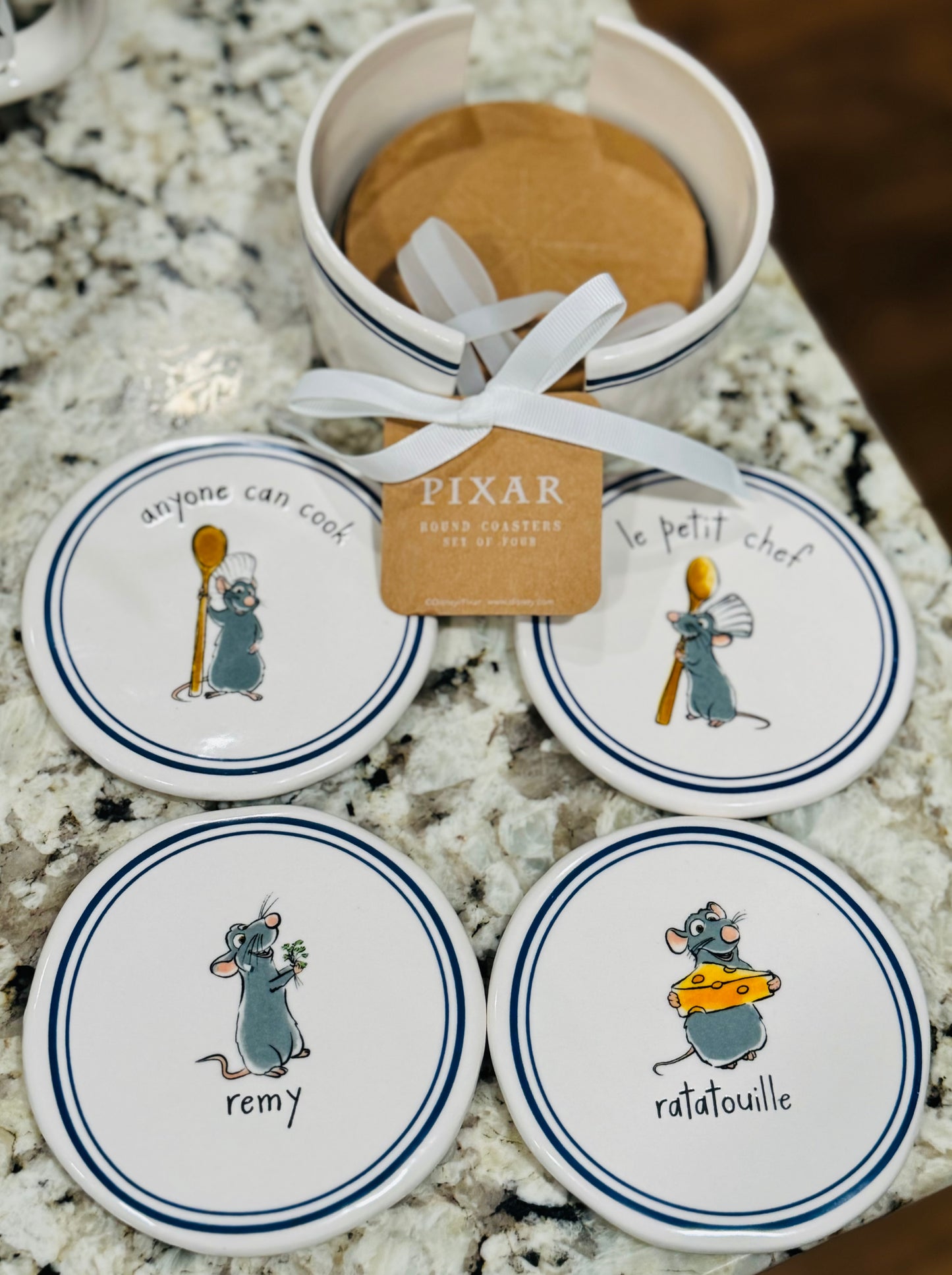 New Rae Dunn x Ratatouille ceramic 4-piece coaster set