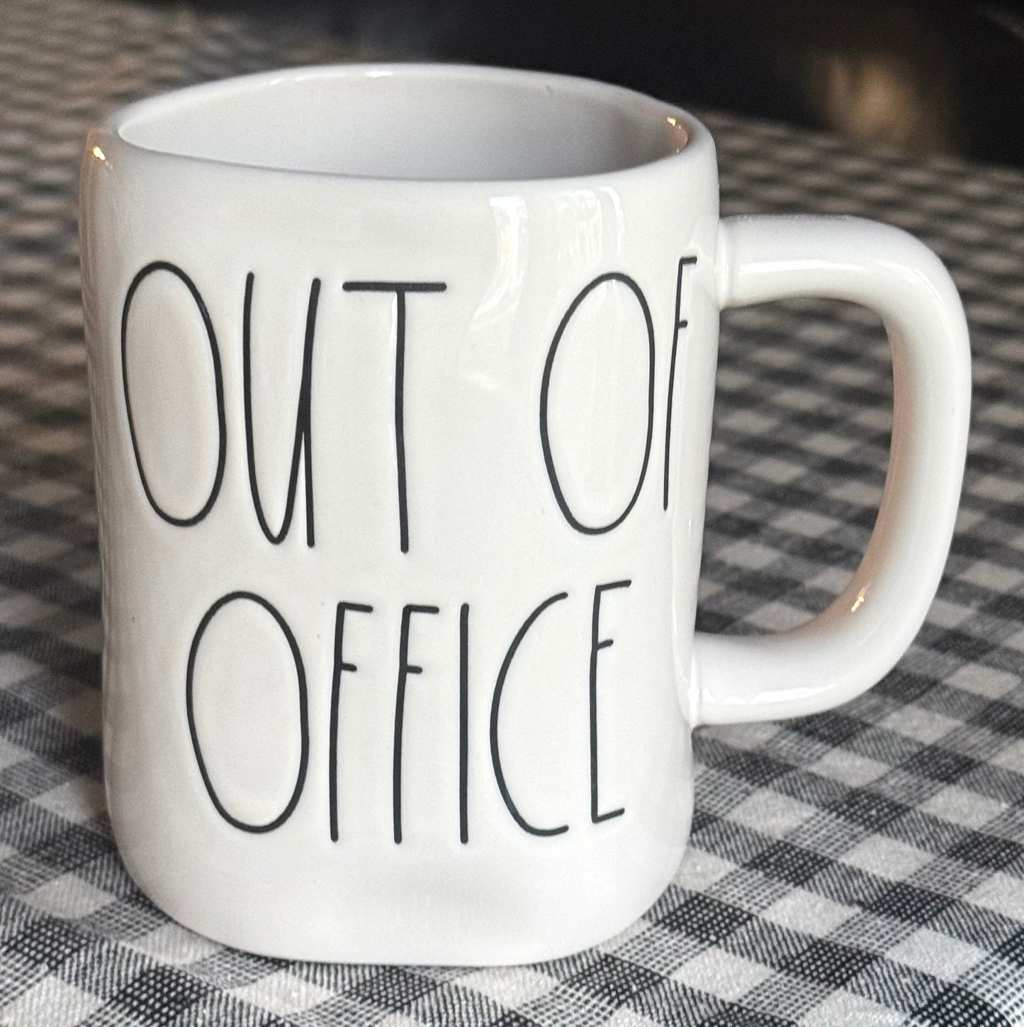 New Rae Dunn white ceramic  coffee mug OUT OF OFFICE