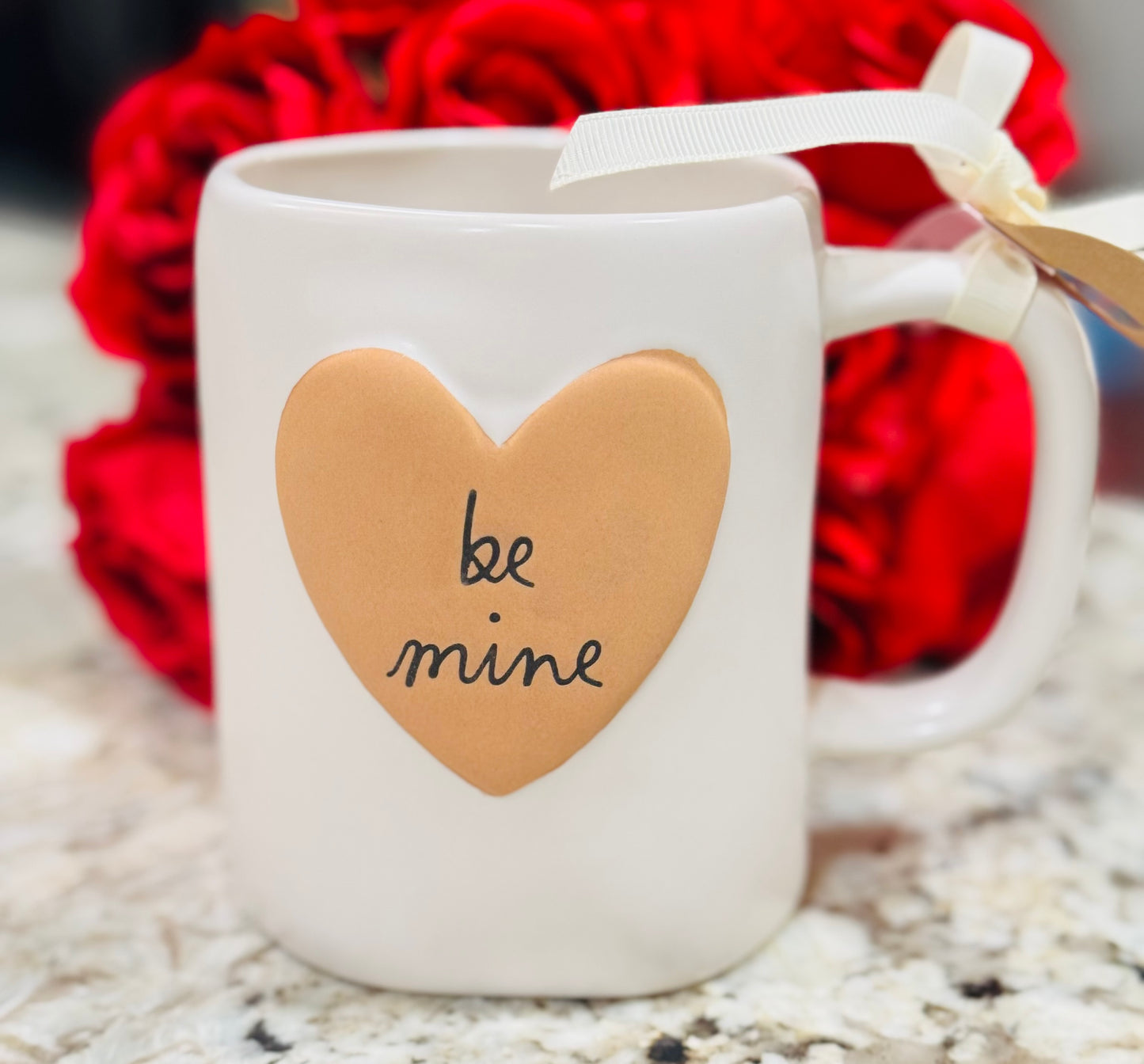 New Rae Dunn white ceramic Valentines coffee mug BE MINE