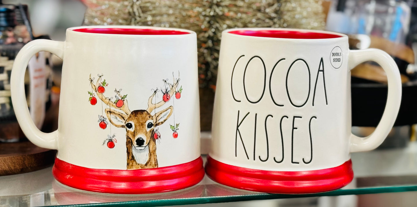 New Rae Dunn white ceramic Christmas coffee mug COCOA KISSES